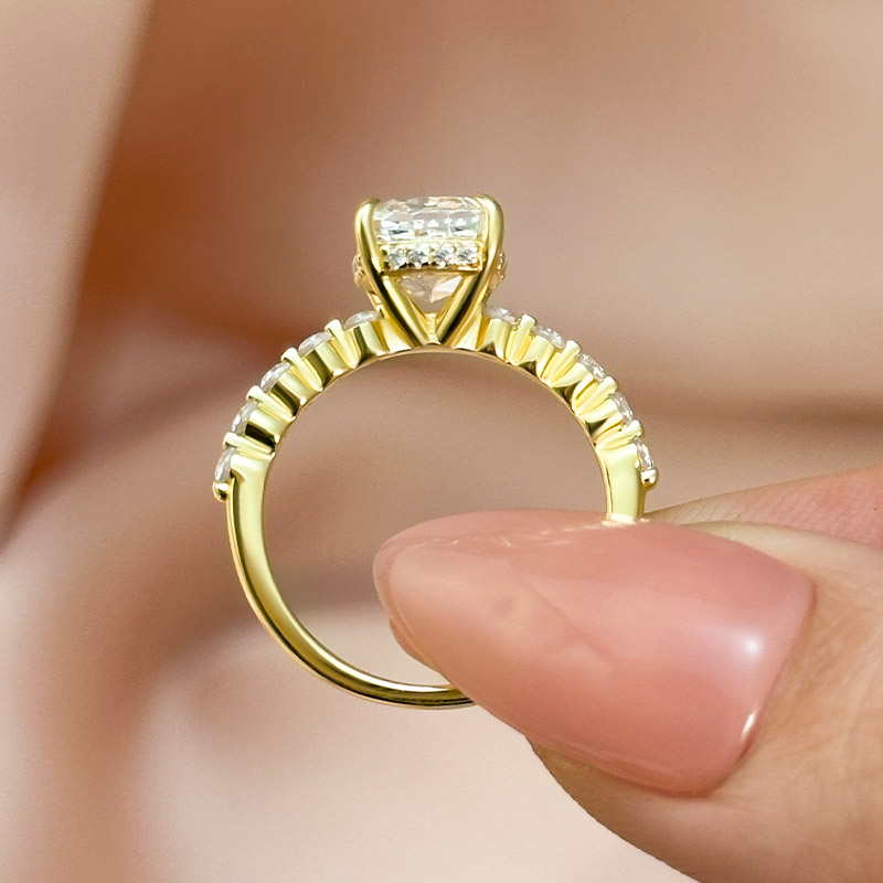 Cushion Cut Diamond White Sterling Silver Halo Engagement Ring