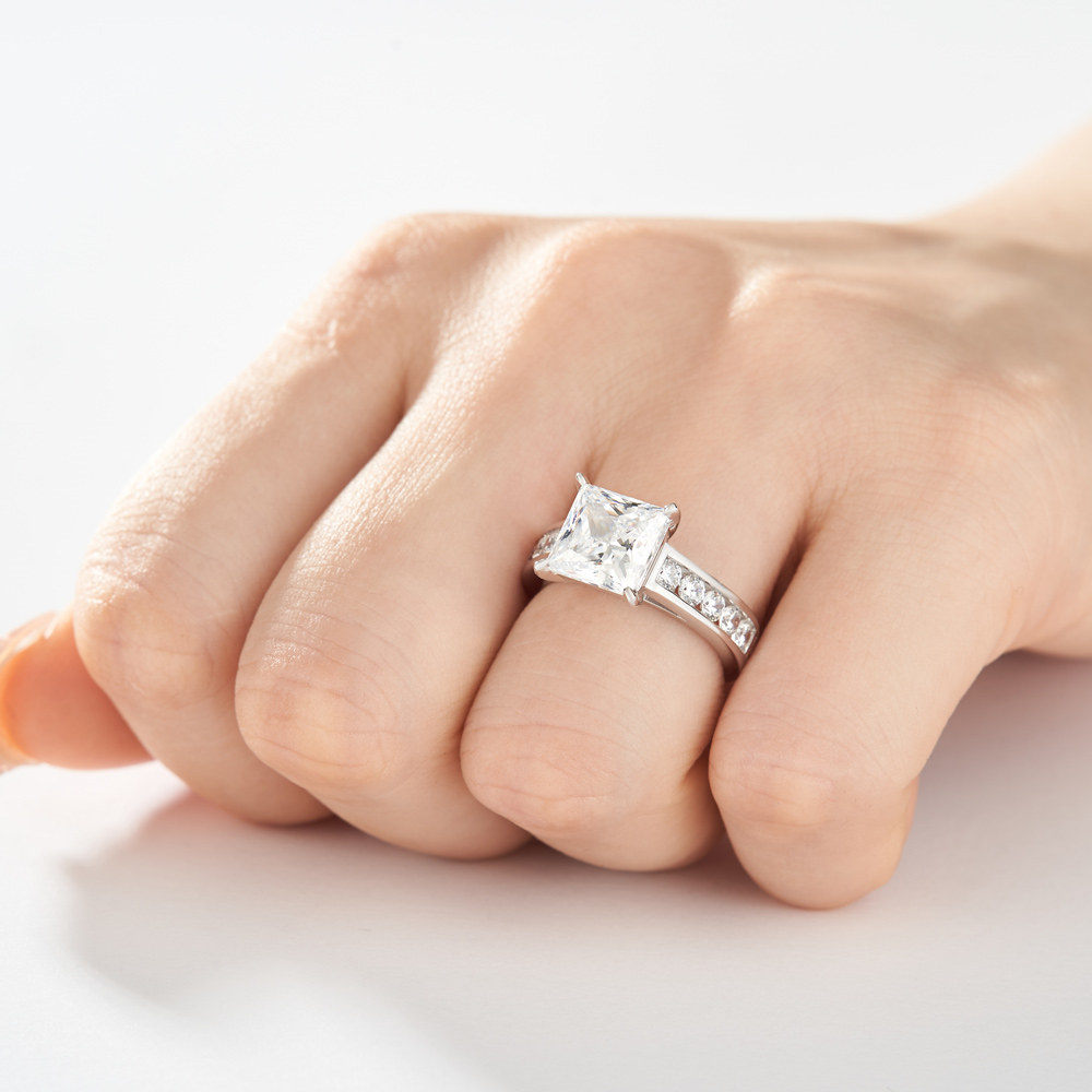 Princess Cut Diamond White 925 Sterling Silver Classic Engagement Ring