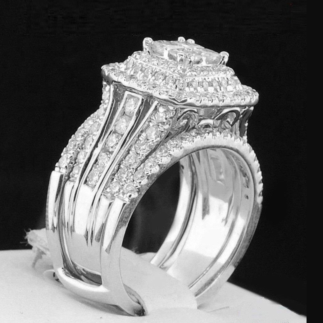 Princess Cut Diamond White Sterling Silver Bridal Sets