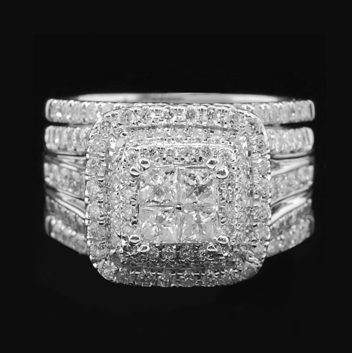 Princess Cut Diamond White Sterling Silver Bridal Sets