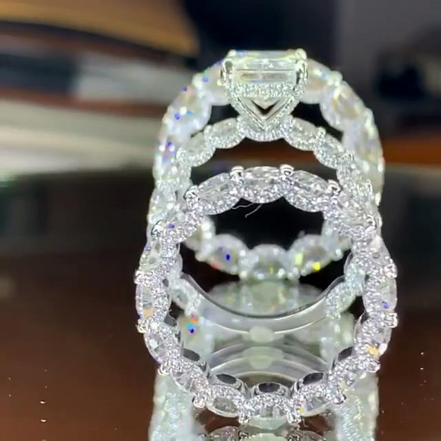 Diamond White Princess Cut 3-Piece Bridal Sets in 925 Sterling Silver