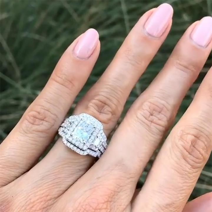 Radiant Cut White Sapphire 3-Piece Bridal Sets in 925 Sterling Silver