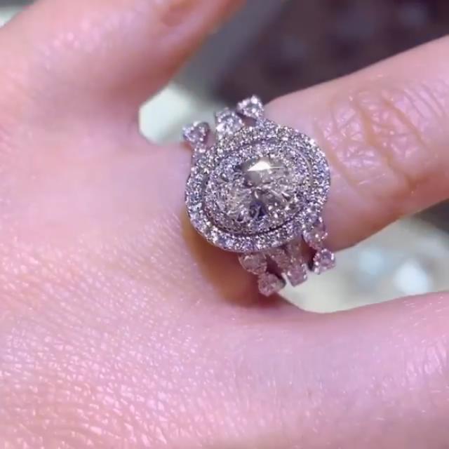 Diamond White Oval Cut Double Halo Bridal Sets in Sterling Silver