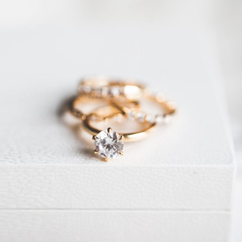 Round Cut Diamond White Gold Bridal Sets in 925 Sterling Silver