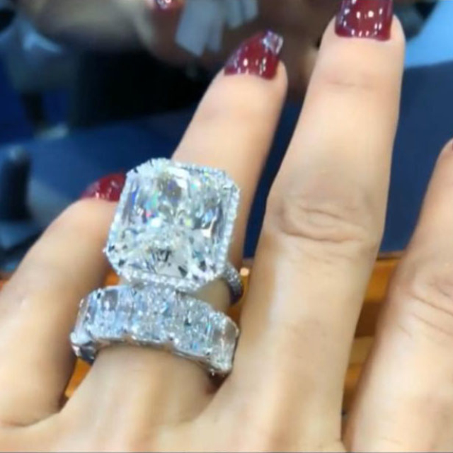 Diamond White Radiant Cut 925 Sterling Silver 2-Piece Halo Bridal Sets