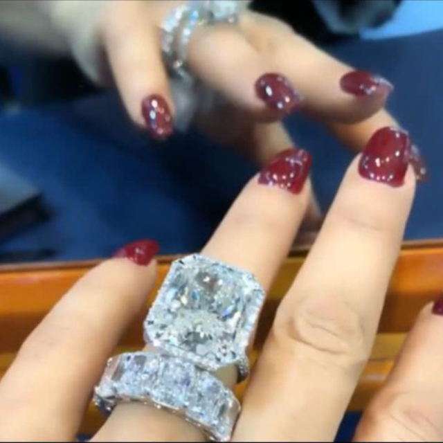 Diamond White Radiant Cut 925 Sterling Silver 2-Piece Halo Bridal Sets