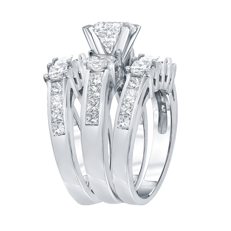 Princess Cut Diamond White 3-Piece Bridal Sets in Sterling Silver