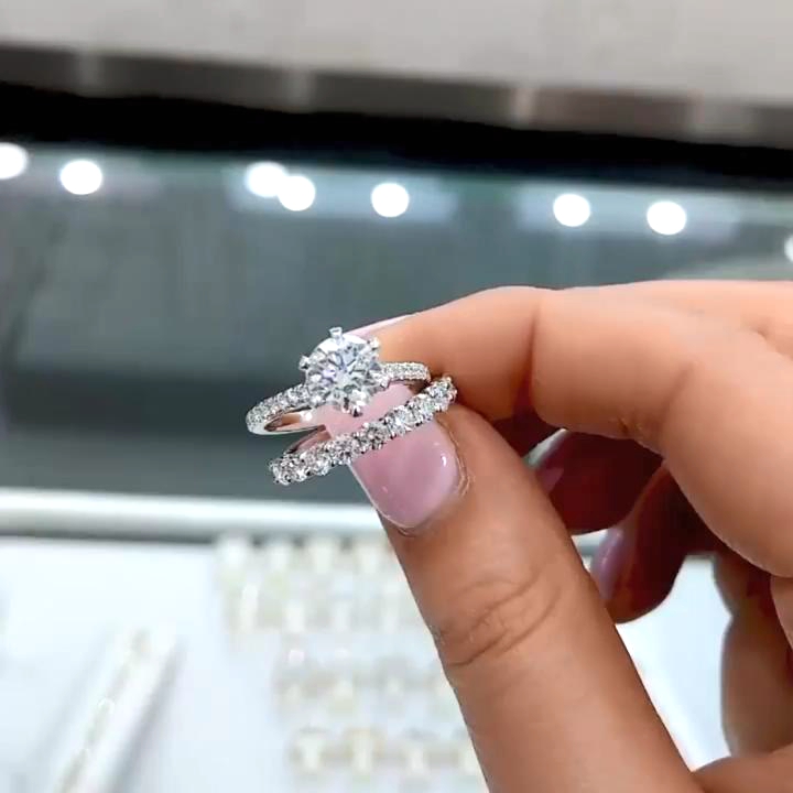 Round Cut Diamond White Bridal Sets in 925 Sterling Silver