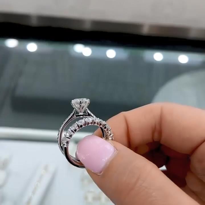 Round Cut Diamond White Bridal Sets in 925 Sterling Silver