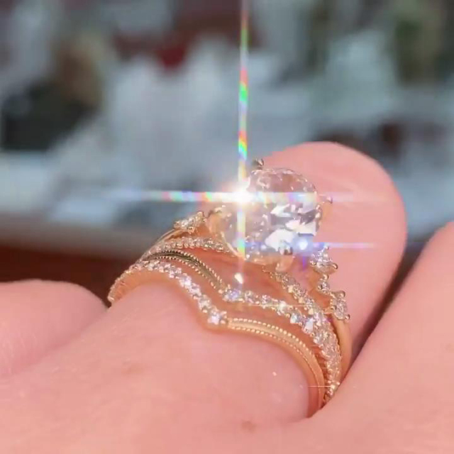 Diamond White Oval Cut Yellow Gold 925 Sterling Silver 3-Piece Bridal Sets