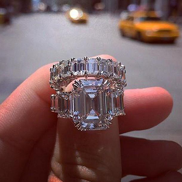 Emerald Cut Diamond White 925 Sterling Silver 3-Stone Bridal Sets