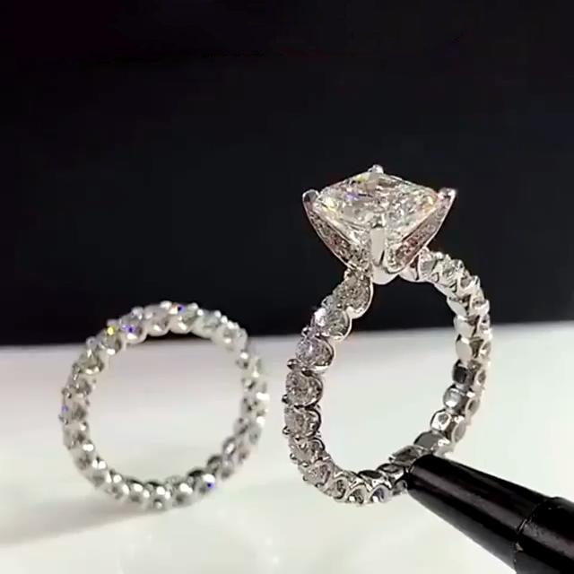 Diamond White Radiant Cut Bridal Sets in 925 Sterling Silver