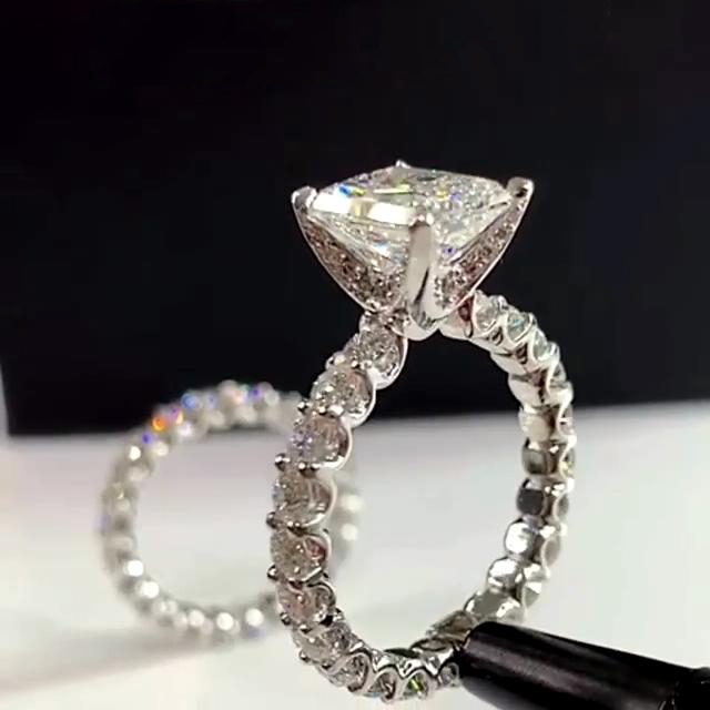 Diamond White Radiant Cut Bridal Sets in 925 Sterling Silver