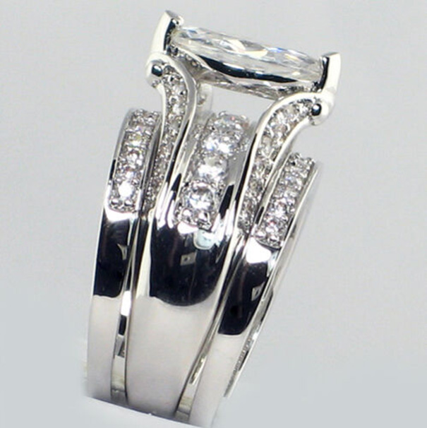 Marquise Cut Diamond White 3-piece Bridal Sets in 925 Sterling Silver