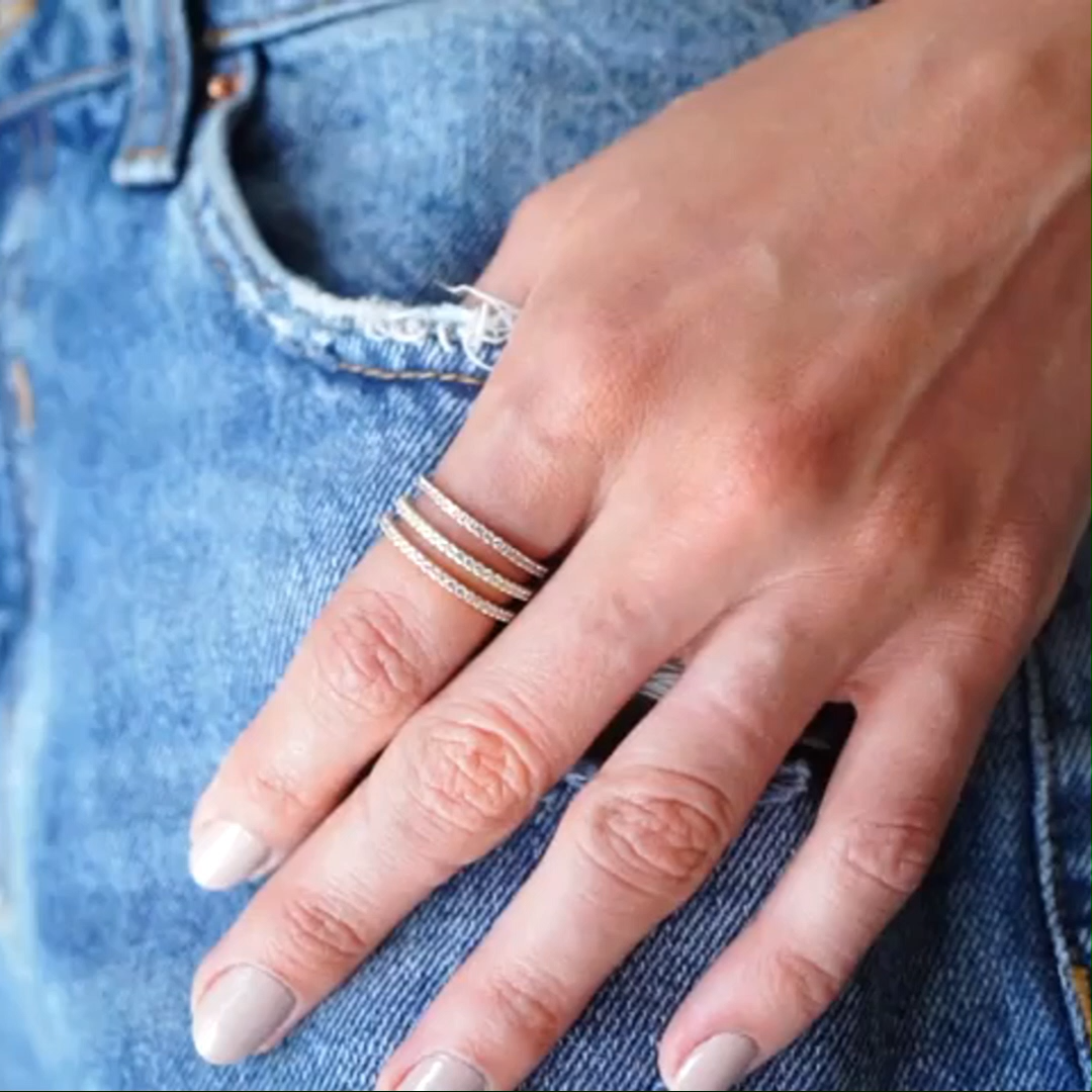 Round Cut Diamond White Sterling Silver Stackable Ring Eternity Wedding Band