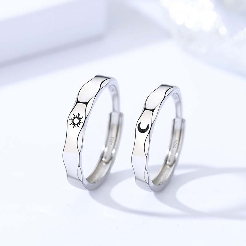 Sun and Moon Sterling Silver Couple Rings