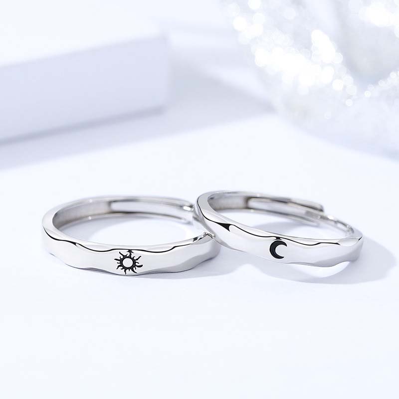 Sun and Moon Sterling Silver Couple Rings