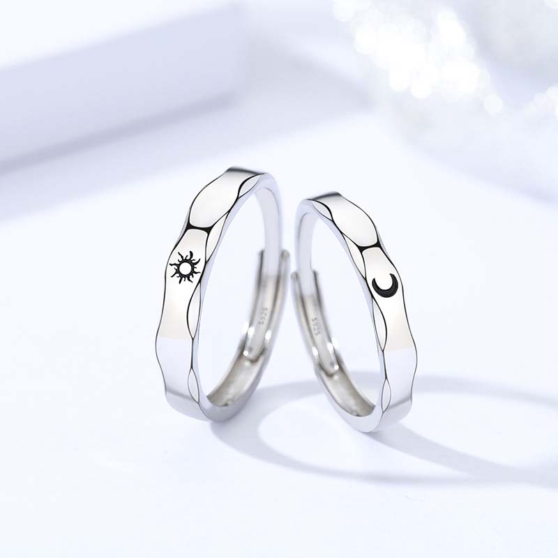 Sun and Moon Sterling Silver Couple Rings