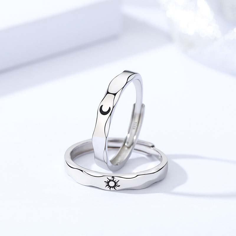 Sun and Moon Sterling Silver Couple Rings