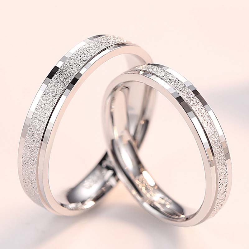 Scrub Sterling Silver Couple Rings