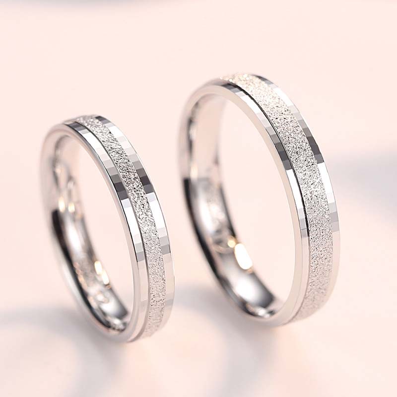 Scrub Sterling Silver Couple Rings