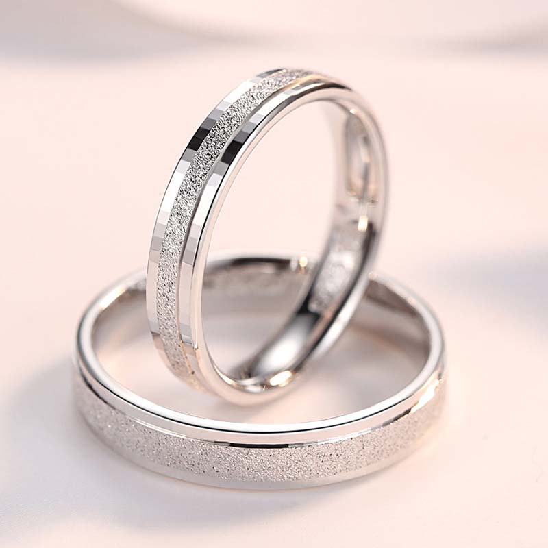 Scrub Sterling Silver Couple Rings