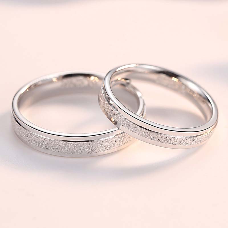 Scrub Sterling Silver Couple Rings