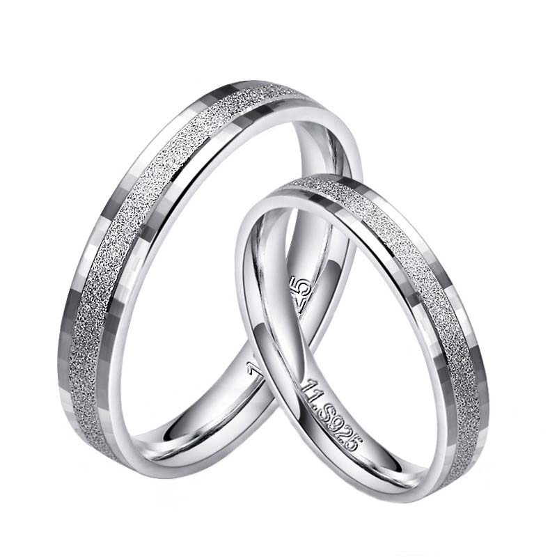 Scrub Sterling Silver Couple Rings