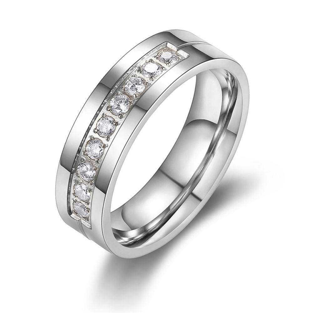Round Diamond White Titanium Couple Rings