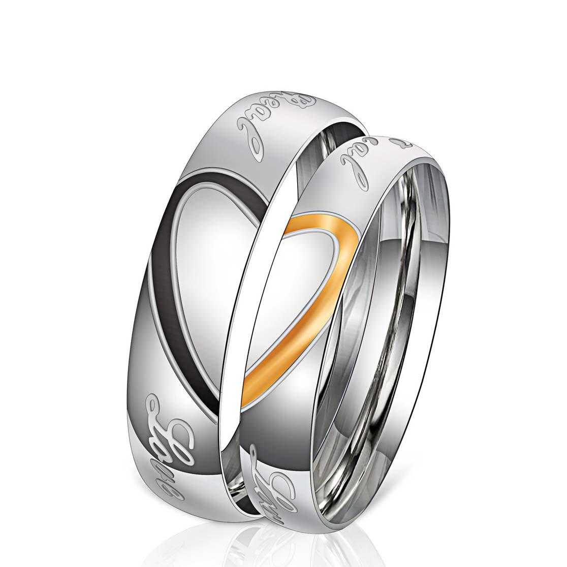 Real Love Heart Titanium Couple Rings