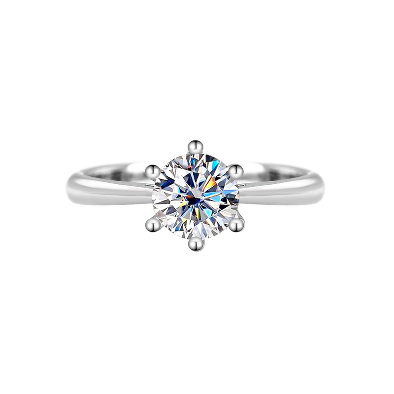 Round Cut Moissanite Diamond White 925 Sterling Silver Solitaire Engagement Ring