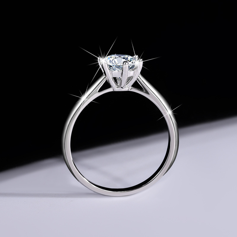 Round Cut Moissanite Diamond White 925 Sterling Silver Solitaire Engagement Ring
