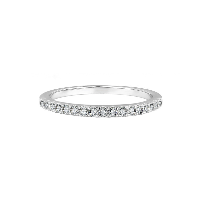 Round Cut Moissanite Diamond White 925 Sterling Silver Wedding Band