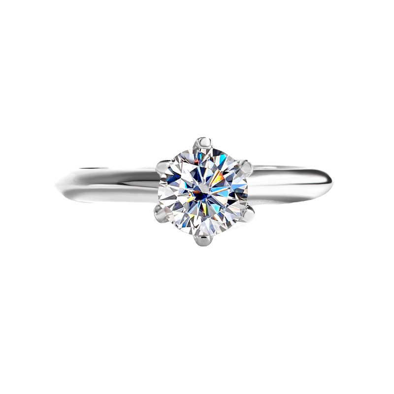 Round Cut Moissanite Diamond White 925 Sterling Silver Solitaire Engagement Ring