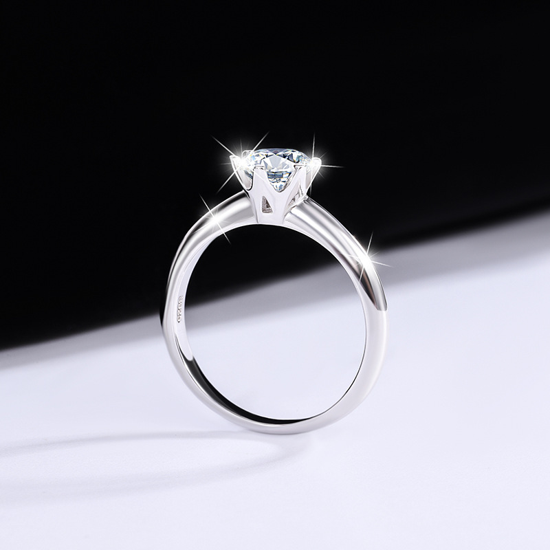 Round Cut Moissanite Diamond White 925 Sterling Silver Solitaire Engagement Ring
