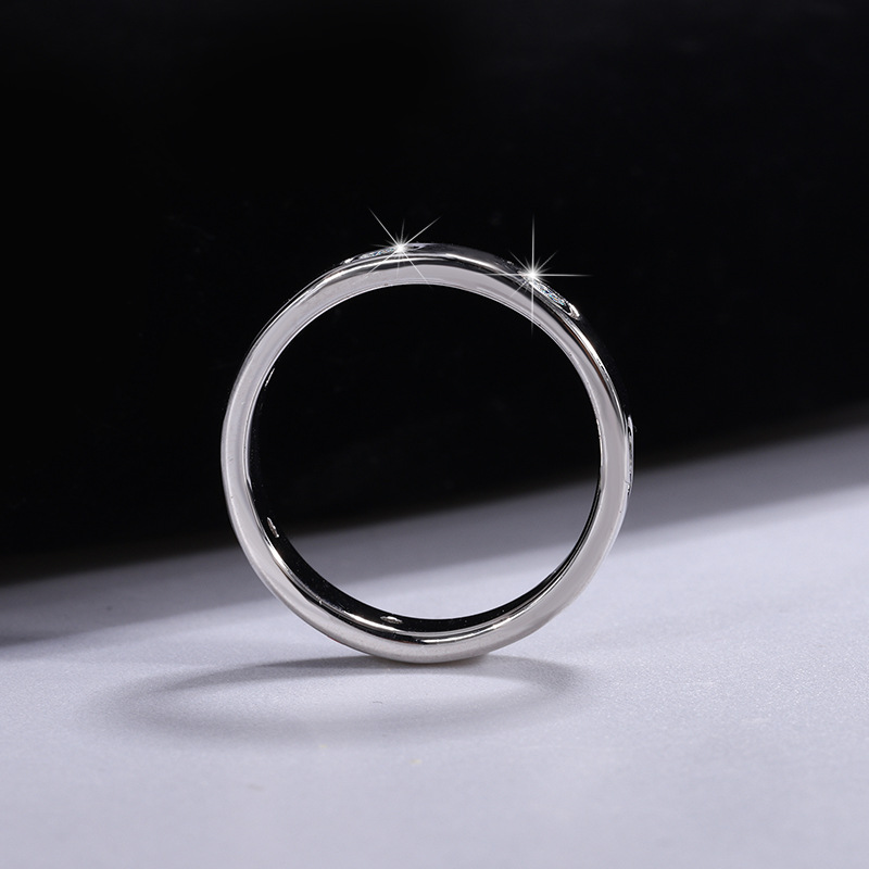 Round Cut Moissanite Diamond White 925 Sterling Silver Wedding Band