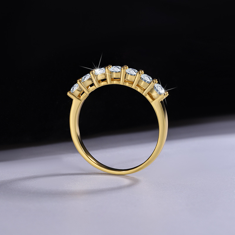 Round Cut Moissanite Diamond White Yellow Gold 925 Sterling Silver Wedding Band