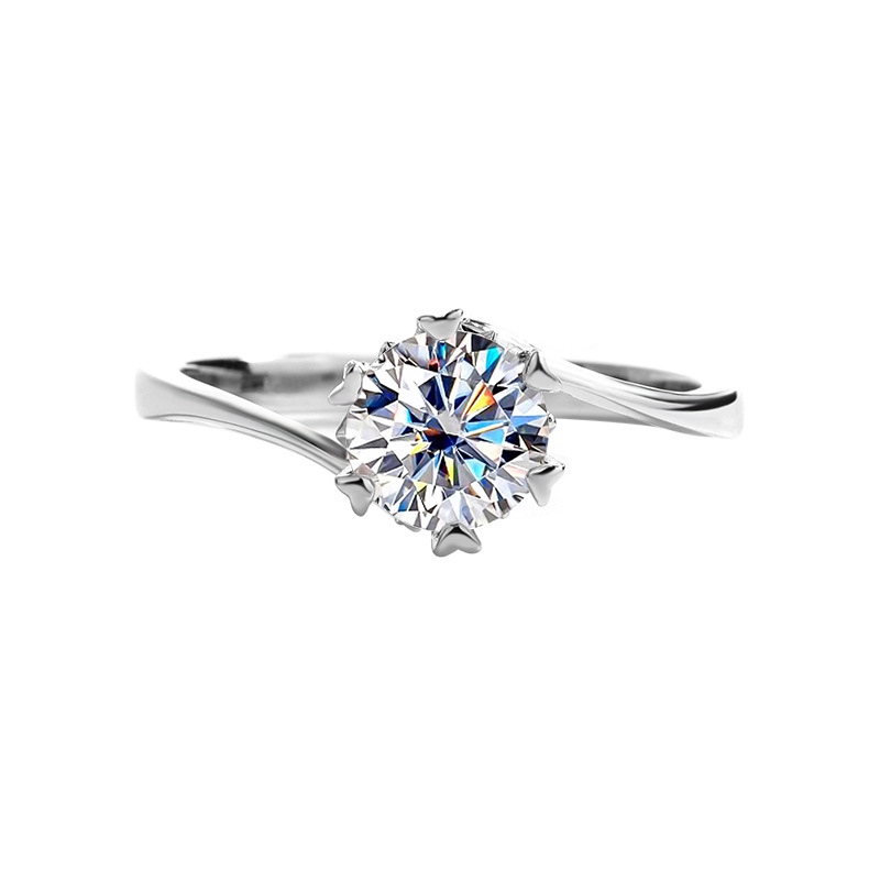 Round Cut Moissanite Diamond White 925 Sterling Silver Solitaire Engagement Ring
