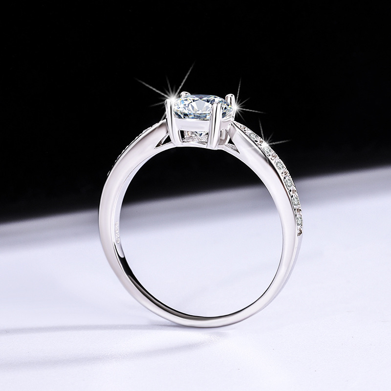 Round Cut Moissanite Diamond White 925 Sterling Silver Classic Engagement Ring