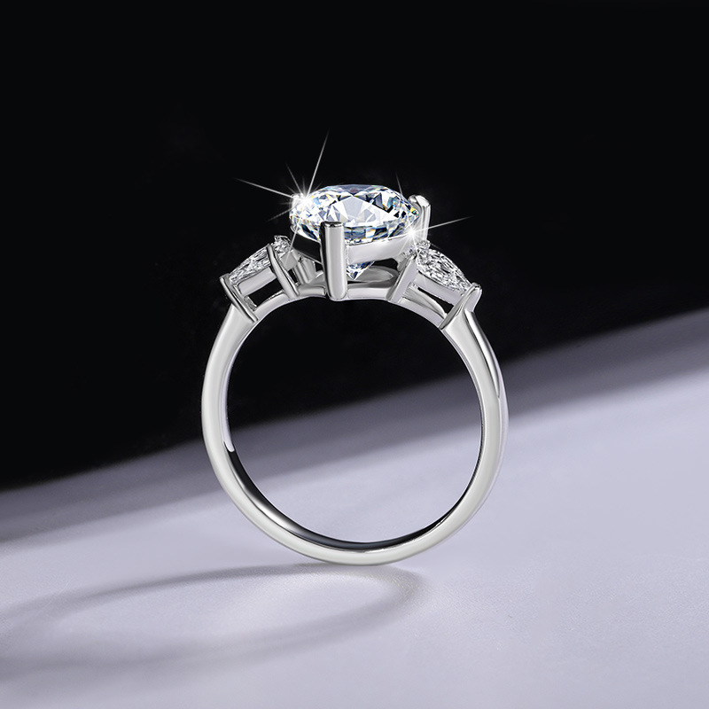 Heart Cut Moissanite Diamond White 925 Sterling Silver 3-Stone Engagement Ring