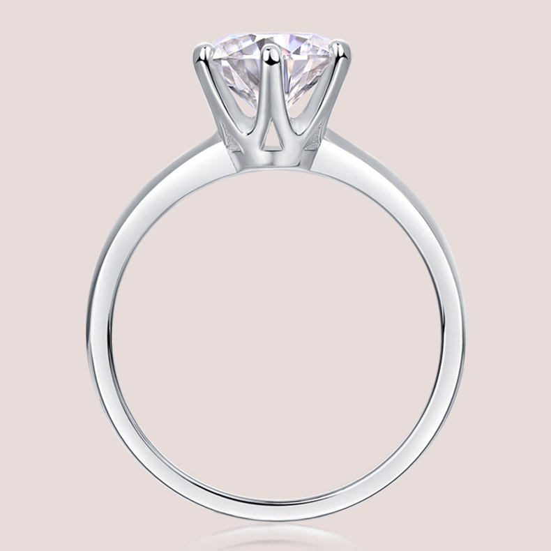 Round Cut Moissanite Diamond White 925 Sterling Silver Solitaire Engagement Ring