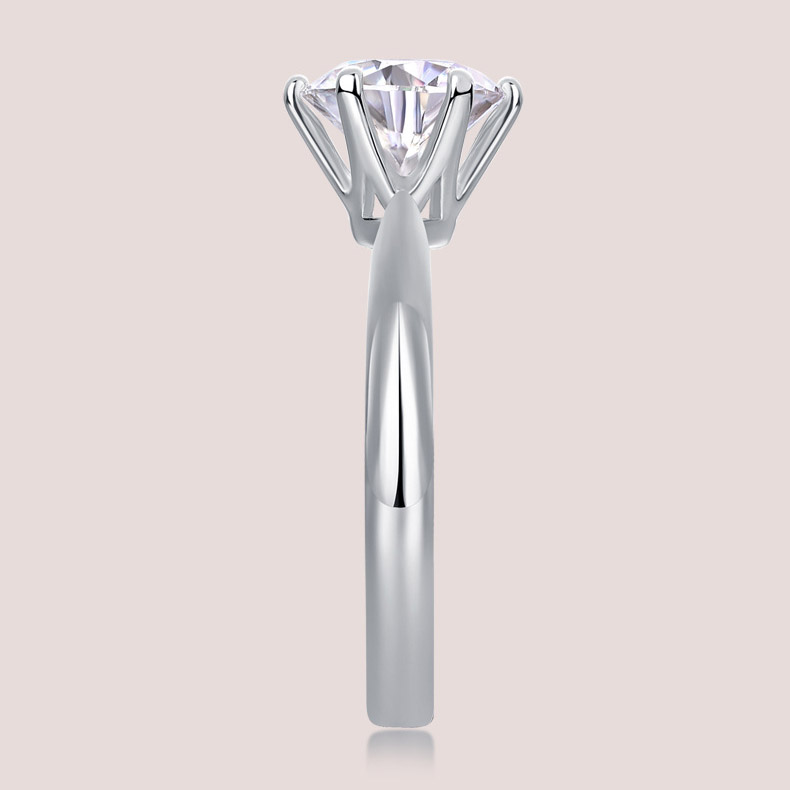 Round Cut Moissanite Diamond White 925 Sterling Silver Solitaire Engagement Ring