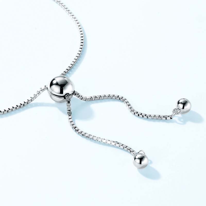 Round Diamond White 925 Sterling Silver Adjustable Bracelet