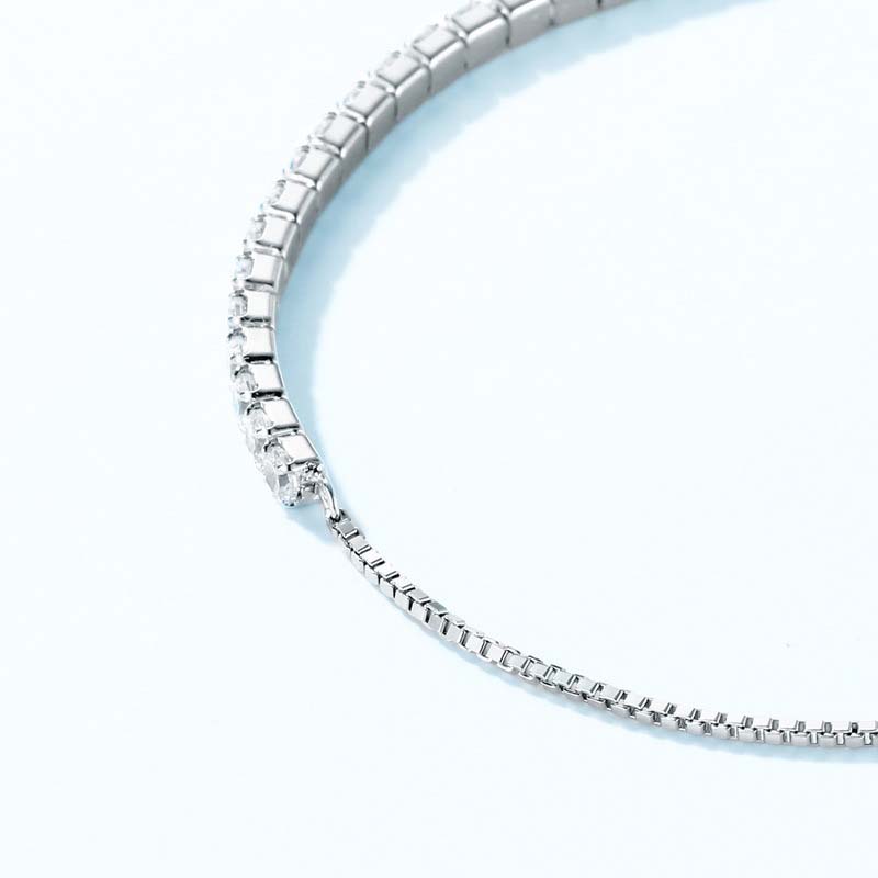 Round Diamond White 925 Sterling Silver Adjustable Bracelet