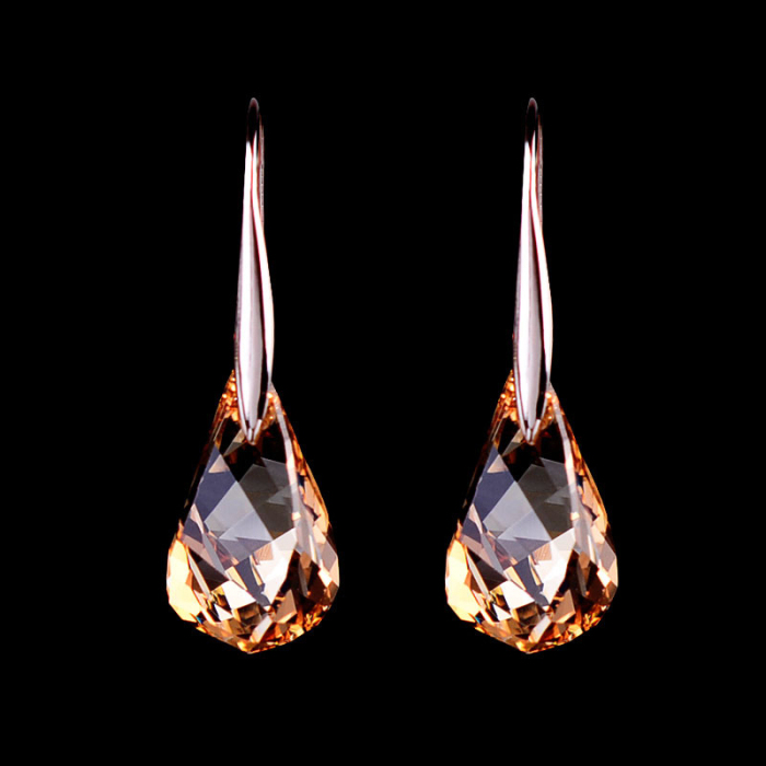 Orange Crystal Drop Earrings