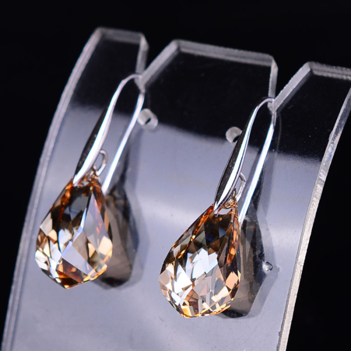 Orange Crystal Drop Earrings