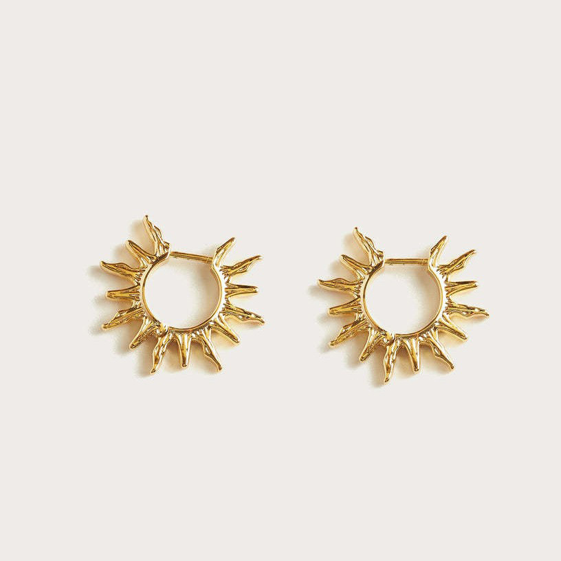18K Gold Plated Sun Hoop Earrings
