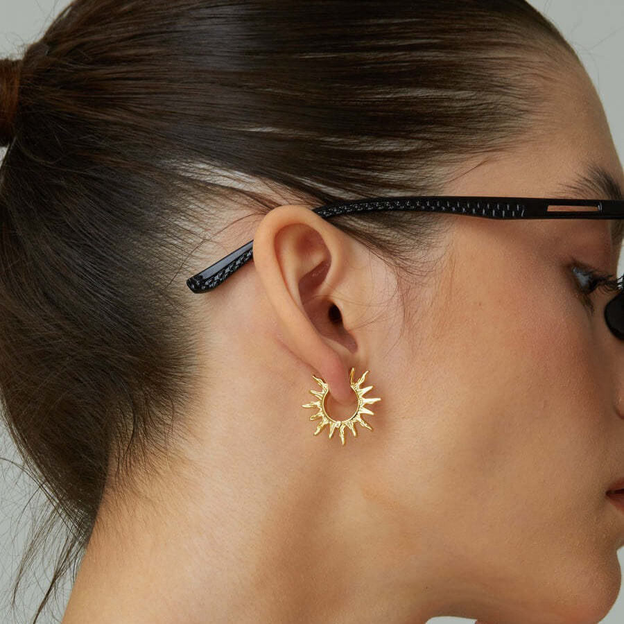 18K Gold Plated Sun Hoop Earrings