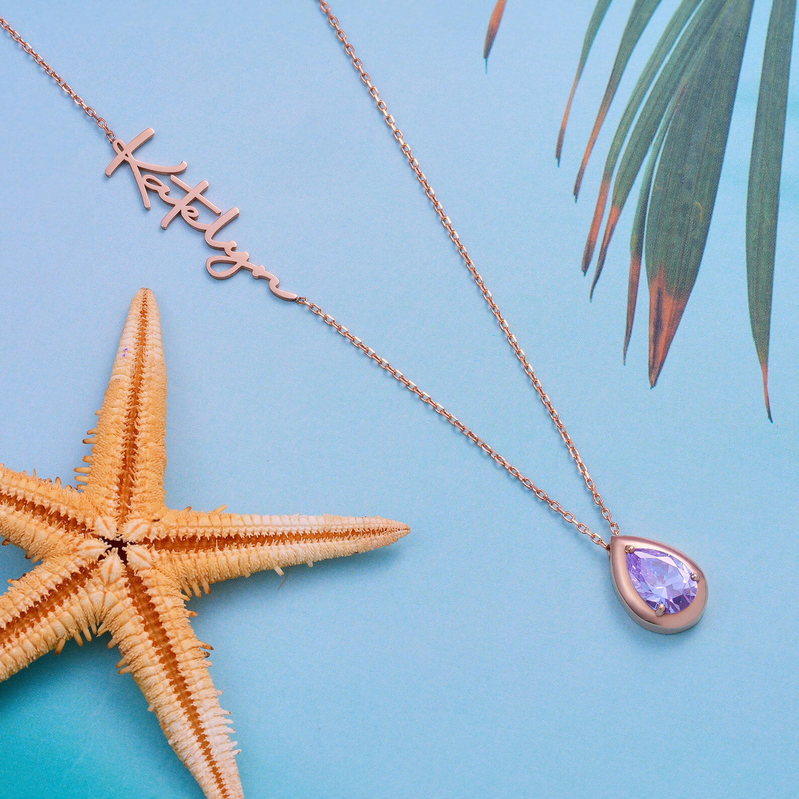 Personalized Handmade Pear Cut Birthstone Name Necklace – Custom Jewelry Gift