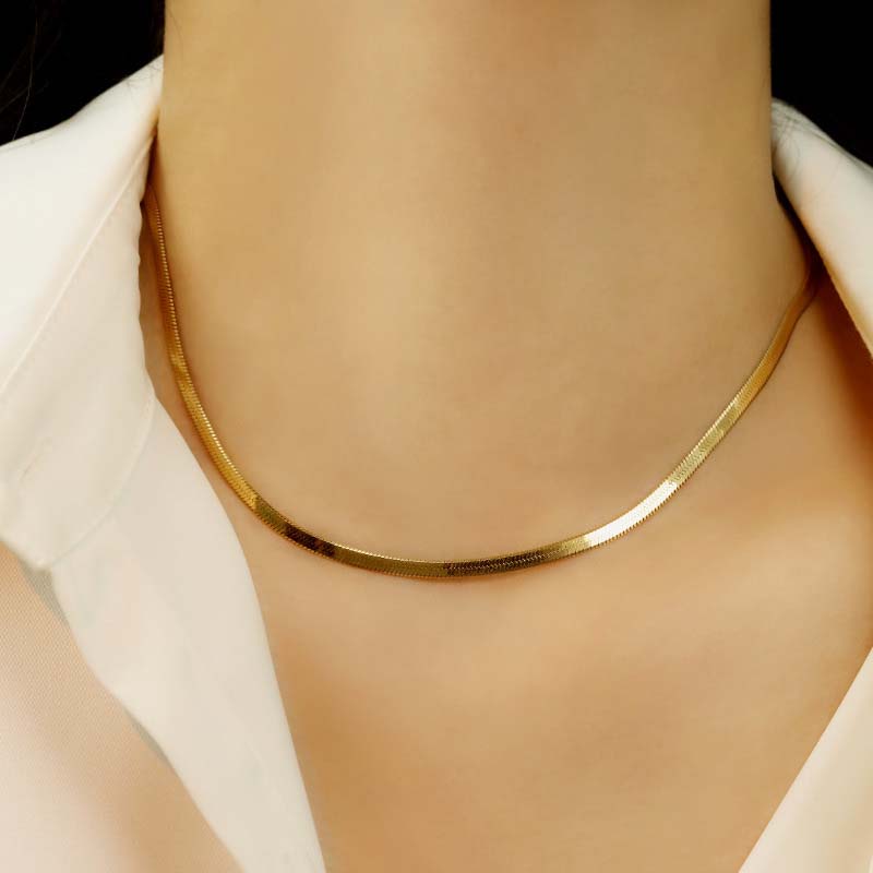 Simple 925 Sterling Silver Yellow Gold 16-inch Necklace